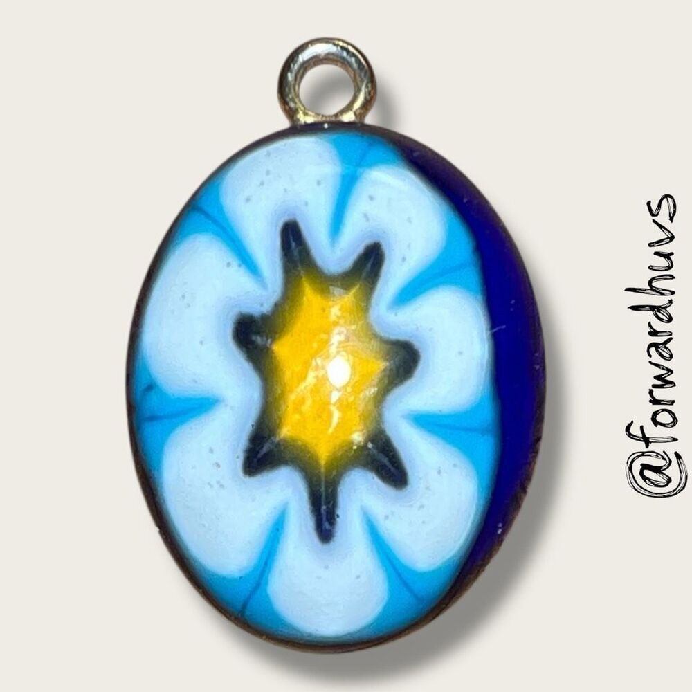 Bundle Sale 3 for $15 | Miniature Glass Pendant – Floral Starburst Design